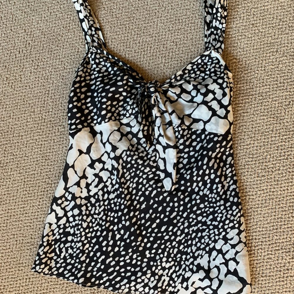 JCrew Animal-Print B/W Silk Tank Top